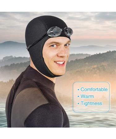 Jecery 2 Pcs Neoprene Diving Hood 2.5mm Thermal Wetsuit Cap with Chin Straps - Black | For Men & Women - Ideal for Snorkeling, Surfing & Water Sports - Buy Online on SooperMarket.com