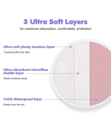 Organic Bamboo Nursing Breast Pads - 14 Pack for Breastfeeding and Maternity | Reusable, Washable, Soft & Natural | Large Nipple Pads for New Moms - Multicolor Set with Laundry Bag - Buy Online on SooperMarket.com