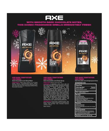 AXE Gift Set for Men: Dark Temptation Body Care Set - Body Wash Spray & Antiperspirant | 48H Odor Protection - Buy Online on SooperMarket.com