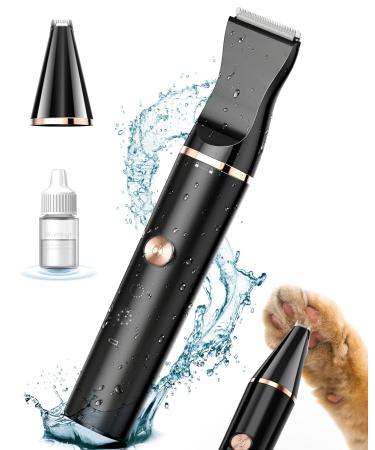 oneisall Cat Clippers with Double Blades Silent Cat Paw Trimmer Paw Trimmer Shaver for Cats Dogs Hair Between Paws Face Ears Eyes Black