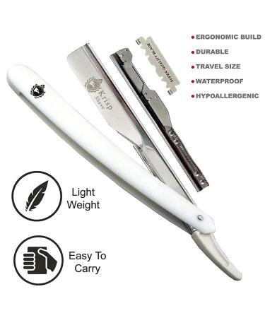Krisp Beauty Classic Straight Edge Barber Razor - Professional Shavette for Close Shaving | Salon Quality Beard Grooming with 10 Blades - Buy Online on SooperMarket.com