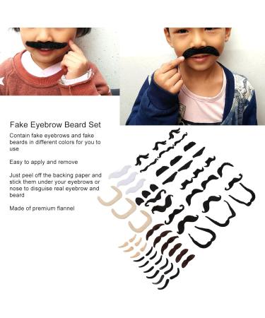 Self Adhesive Fake Eyebrows Beard 60 Pcs Moustache and Eyebrows Stick on Fake Eyebrows and Moustache Kit for Old Man Dress Up Grandpa Costume Accessories - Buy Online on SooperMarket.com
