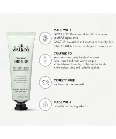 J.R. Watkins Hemp Flower Hand Elixir Waterless Cleansing Hand Wash 1 oz | International Shipping Available - Buy Online on SooperMarket.com