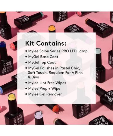Mylee Complete Gel Nail Kit with LED Lamp - 4 Colors, Top & Base Coat, Salon Series Lamp, Gel Remover - Black - Buy Online on SooperMarket.com