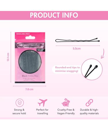 Brushworks Black Bobby Pins - 50 Pieces - Buy Online on SooperMarket.com