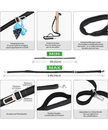 TUDEC Dogs Jogging Line with Belly Belt | Free-Handed Leash & Belt Bag for Large & Medium Dogs | Elastic Reflective Running Leash & Feces Bag Dispenser (Blue Gray) - Buy Online on SooperMarket.com