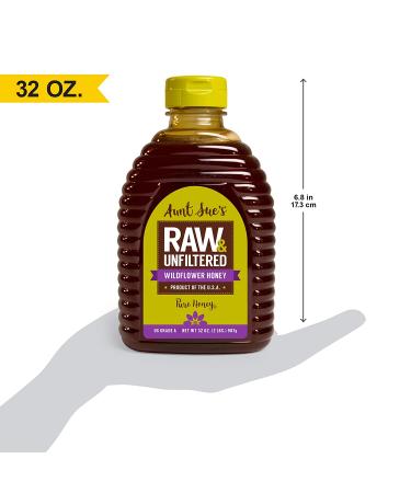 Aunt Sue's Raw & Unfiltered Wildflower Honey 32oz (2 LB) - Pure Strained Honey - Buy Online on SooperMarket.com