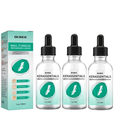 3PCS Kerassentials Toenail Treatment Oil  Natural Kerassentials Toenail Oil for Nails  Kerasentials Toenail Nail Treatment for Repairing Damaged and Discolored Nails (30ml)