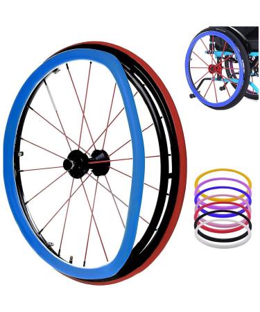 Silicone Wheelchair Push Rim Covers 1 Pair Non-Slip Wheelchair Hand Push Cover Rear Wheel Grips Cover Wheelchair Rear Wheel Cover for Improve Grip and Traction (Color : Blue Size : 24inch) 24inch Blue