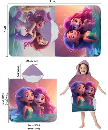 Buy Aiiorber Microfiber Hooded Bath Towel for Kids | Mermaid Pattern for Ages 1-6 | Perfect Gift for Girls & Boys - 60x60cm - Buy Online on SooperMarket.com