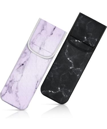 Shappy 2 Pack Heat Resistant Neoprene Curling Iron Holder Cover Bag Flat Iron Travel Case for Hair Tools Curling Iron Organizer Bag or Travel Daily Use 15 x 5 Inches Marble Pattern