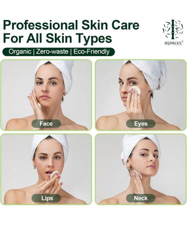 ASPACES Reusable Makeup Remover Pads - 20 Packs Natural Bamboo Cotton Rounds Eco-Friendly for All Skin Types with Cotton Laundry Bag White - Buy Online on SooperMarket.com