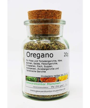 Oregano shredded 20g in a glass Gew rzkontor Munich