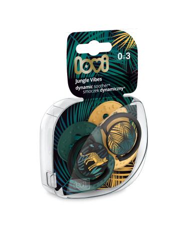 LOVI Dynamic Pacifier 0-3 Months Silicone BPA Free Jungle Vibes Boy Collection 2 Pack Green 0-3 Green