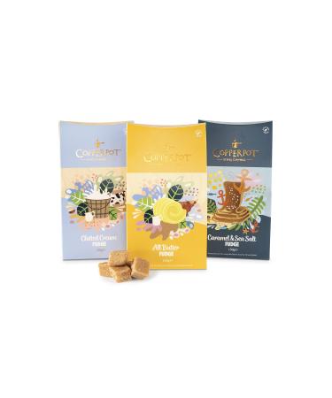 Copperpot |Cornish fudge gift box |Butter Fudge salted caramel & Clotted Cream |Gluten -free & vegetarian |Made in Cornwall |Pack 3 units x 150 g