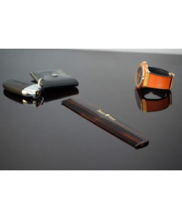 Barbers Vintage Classic Hair Comb for Men - Tortoise Shell Finish | Handmade Fine & Coarse-Tooth Grooming Comb (18cm) - Buy Online on SooperMarket.com