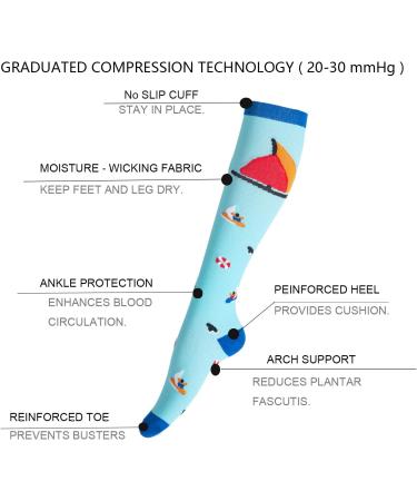 Leostep Compression Stockings for Women & Men - 20-30 mmHg Support Socks (7 Pairs) Ideal for Pregnancy Nurses Travel & Running - L-XL Underwater World - Buy Online on SooperMarket.com