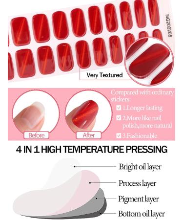EBANKU 20 PCS Semi Cured Gel Nail Strips Full Wraps Adhesive Stickers with File - #5 - Buy Online on SooperMarket.com