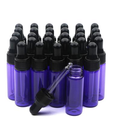 Pxyelec 30pcs 5ml (1/6oz) Glass Dropper Bottles Purple Refillable Essential Oil Bottle with Droppers for Fragrance Lotion Sample