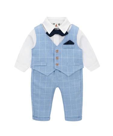 famuka Baby Boys Gentleman Suits Blazers Toddler Tuxedo Clothing Set 73 Blue