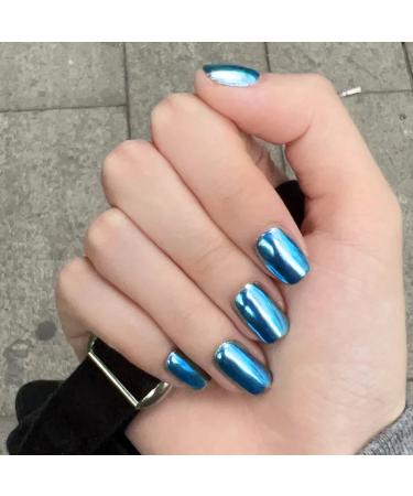 Blue Nail Polish Mirror Nail Varnish Chrome Metallic Quick Dry Metal Effect No UV Needed Nail Art Polish Chrome Nail Polish - Buy Online on SooperMarket.com