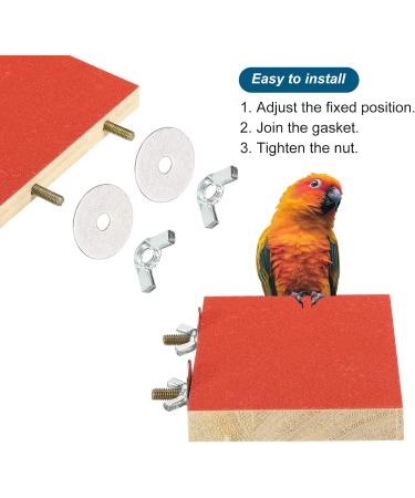Patikil Bird Perch Stand - Wooden Platform Playground for Small Birds Parrots Lovebirds & Budgies - Paw Grinding & Cleaning Accessories in Red - Buy Online on SooperMarket.com
