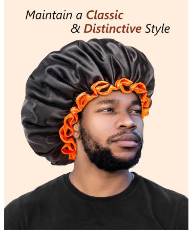 Mikimini XL Black Shower Hoods 2-Pack | Waterproof Reusable Hair Protection for Long Hair | Double-Layer Design with Bright Orange Rim - Buy Online on SooperMarket.com