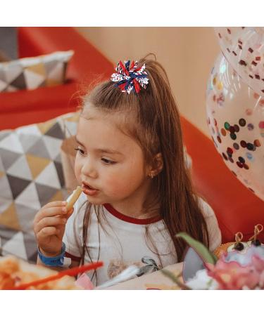 Patriotic 4th of July Korker Hair Bow Clips for Girls - Red White Blue Stars Stripes Ribbon Alligator Barrettes - Kids Xmas Gift - Buy Online on SooperMarket.com