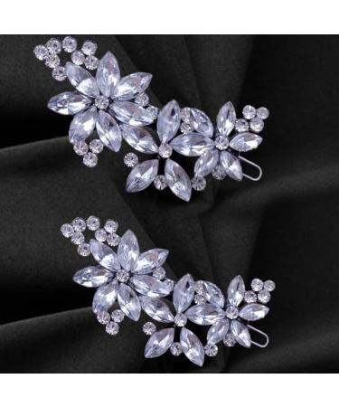 Wedding Hair Accessories Silver Diamante Bridal Hair Clips Sparkly Rhinestone Hair Barrettes Prom Hair Accessories French Hair Jewelry Hair Pieces for Women Bridal Bridesmaid