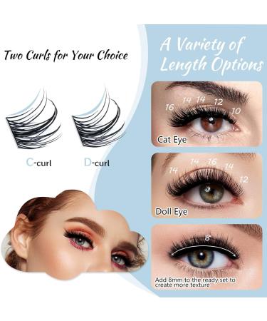 Lash Clusters 84 Pcs DIY Cluster Eyelash Extensions | Individual Soft & Comfortable C-Mix (8-16mm) Light Rain - Buy Online on SooperMarket.com
