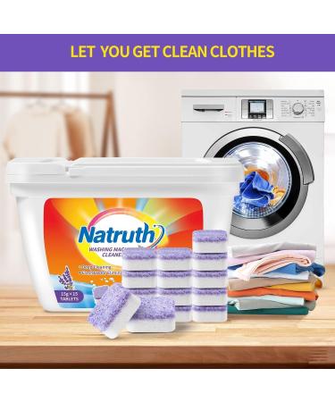 NATRUTH Washing Machine Cleaner 15 Pack Lavender Tablets | Solid Washer Deep Cleaning | Triple Decontamination Remover with Natural Formula | Front & Top Load Washers - Buy Online on SooperMarket.com