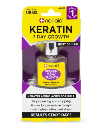 Nail-Aid Keratin 3 Day Growth Nail Treatment & Strengthener, Clear, 0.55 Fl Oz