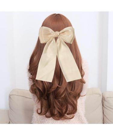 XFYUZR Women Bow Hair Clip Set - Pink & Beige Large Ribbon Hair Accessories for Girls, Prom Styling - 2Pcs - Buy Online on SooperMarket.com