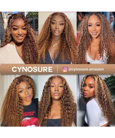 CYNOSURE 26 Curly Honey Blond Ombre Highlight Lace Front Human Hair Wig - Pre Plucked & Invisible - Women's 26 Inch - Buy Online on SooperMarket.com