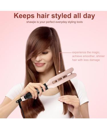 Professional Rose Gold Ceramic Hair Straightener - 4x9mm Plates Digital Temperature Control for Long Thick Hair - International Shipping Available - Buy Online on SooperMarket.com