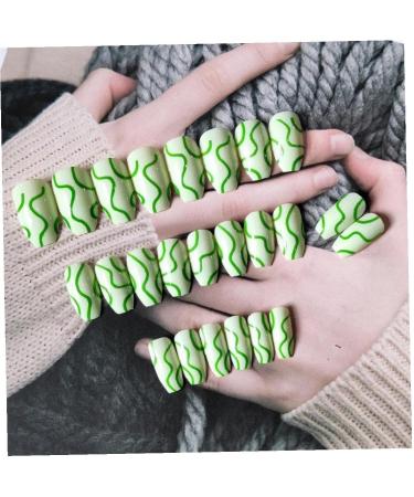 3set Detachable Long Coffin False Nails with Designs Press on Nails Wearable Fake Nail Decor Full Cover Art Tips - Buy Online on SooperMarket.com