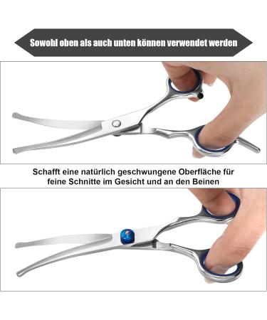 Jostift Dog & Cat Grooming Scissors Set | Curved Fur Scissors for Pets | Professional Round Cherry Blue Scissors - Buy Online on SooperMarket.com