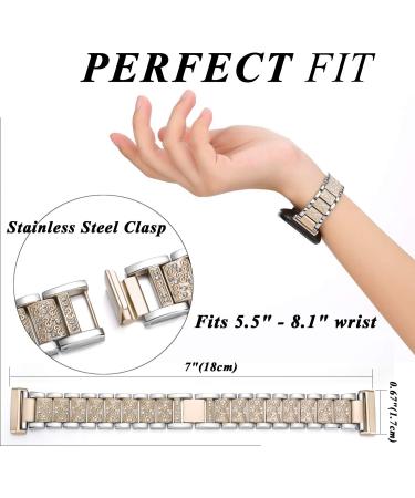 Mtozon Bling Bands for fitbit Sense/Versa 3 | Dressy Luxurious Bracelet for Women | Silver + Champagne Gold - Buy Online on SooperMarket.com