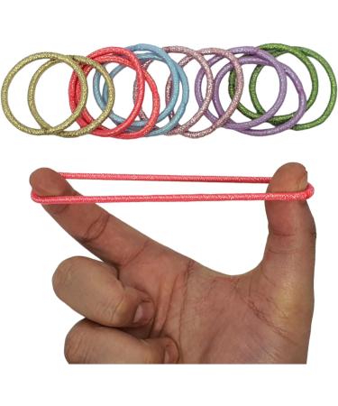 12 PCS Glitter Elastic Hair Bands - No Metal Ponytail Holders for Women, Men, Girls, Kids - 3mm Gentle Elastics in Multi-Colored Bulk Pack - Buy Online on SooperMarket.com
