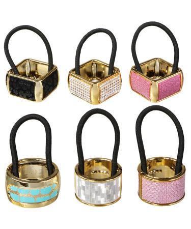 kilofly 6pc Cuff Elastic Band Ponytail Holder Hair Tie Styling Wrap Set