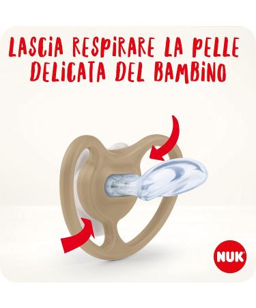 Nuk Space Schnuller Pacifier - BPA-Free Silicone Extra Ventilation 18-36 Months Lion & Sun Design 2 Beige Pieces - Buy Online on SooperMarket.com