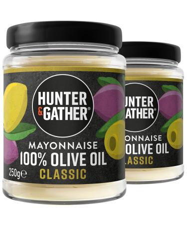 Hunter & Gather Olive Oil Mayonnaise 2 x 250g | Made with Olive Oil & British Free Range Egg Yolk | Paleo Keto Sugar and Gluten Free Olive Oil Mayo Classic 500g