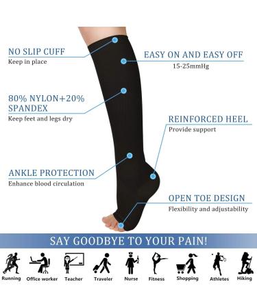 Evolyline 3 Couple Compression Stockings for Men & Women - Medical Support Socks for Leg Pain Varicose Veins & Thrombosis - Open Lace Design - Black S-M - Buy Online on SooperMarket.com
