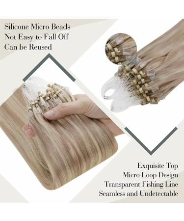 LAAVOO Microring Extensions - Real Hair Blond 50cm Cold Fusion Micro Loop Extensions (Ashblond #18/613) | 50g Package - Buy Online on SooperMarket.com