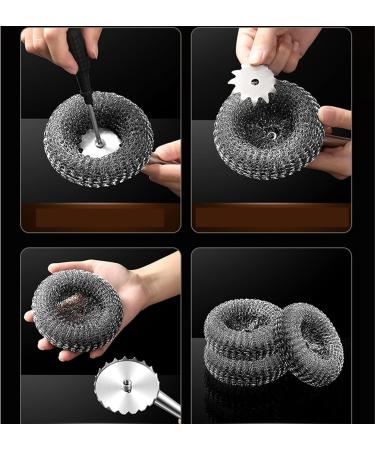 Pot Brush Scrubber Flexible Stainless Steel Pot Scourer with Hanger | Pots Cleaning Supplies for Non-Stick Pans Iron Pots Bowl Dishwashing Sink Puchen - Buy Online on SooperMarket.com