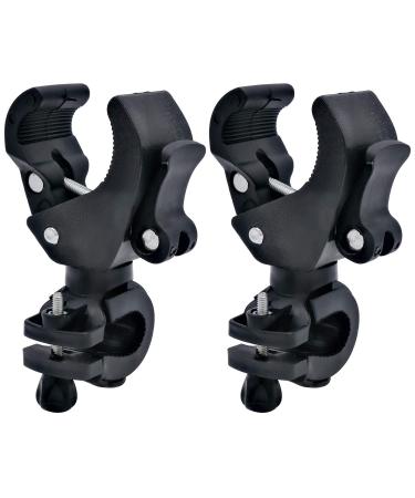 2pcs Bike Flashlight Mount Holder, Universal 360 Rotation Adjustable Bicycle Light Stand, Quick Release Double Buckle Style