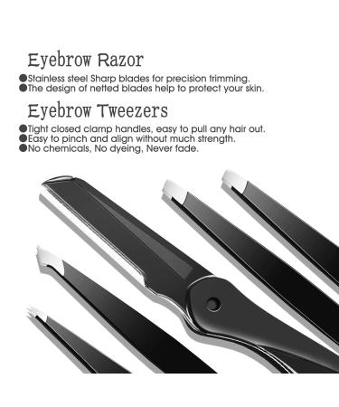 HOCOSY 7 in 1 Eyebrow Tweezers Set - Stainless Steel Precision Kit for Trimming and Shaping Eyebrows with Travel Case - Buy Online on SooperMarket.com