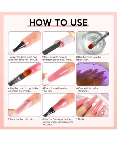 Poly Nail Gel Kit with 36W UV LED Lamp - 6 Nude Colors & 6 Glitter UV Gels, Base and Top Coat, Nail Art Gift Set for Women - Buy Online on SooperMarket.com