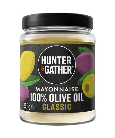 Hunter & Gather Olive Oil Mayonnaise 250g | Made with Olive Oil & British Free Range Egg Yolk | Paleo Keto Sugar and Gluten Free Olive Oil Mayo Classic 250 g (Pack of 1)