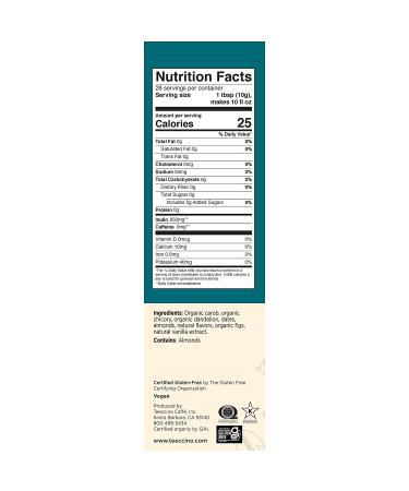 Teeccino Dandelion Vanilla Nut Herbal Coffee | Prebiotic & Caffeine-Free Detox Blend | Gluten-Free Medium Roast - 10oz - Buy Online on SooperMarket.com